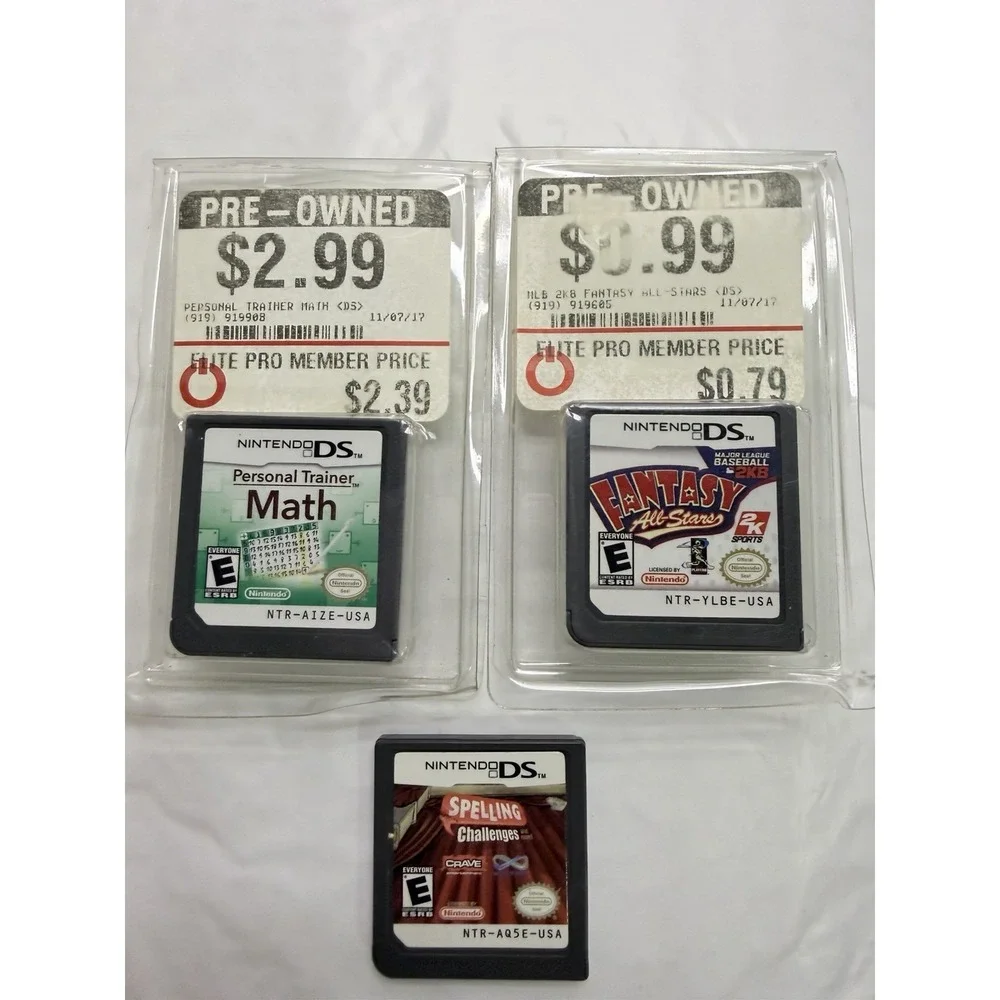 Nintendo DS Game Lot of 3 - Personal Trainer Math, Fantasy All-Stars, Spelling